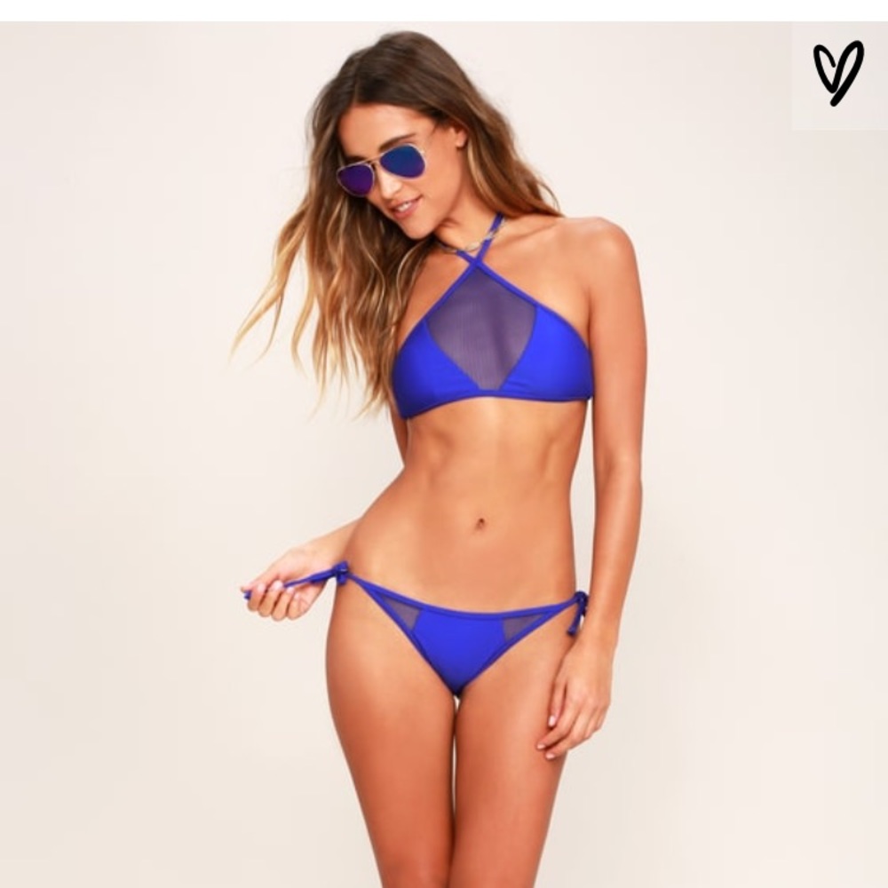 Lulu's Royal Blue Halter Mesh Bikini